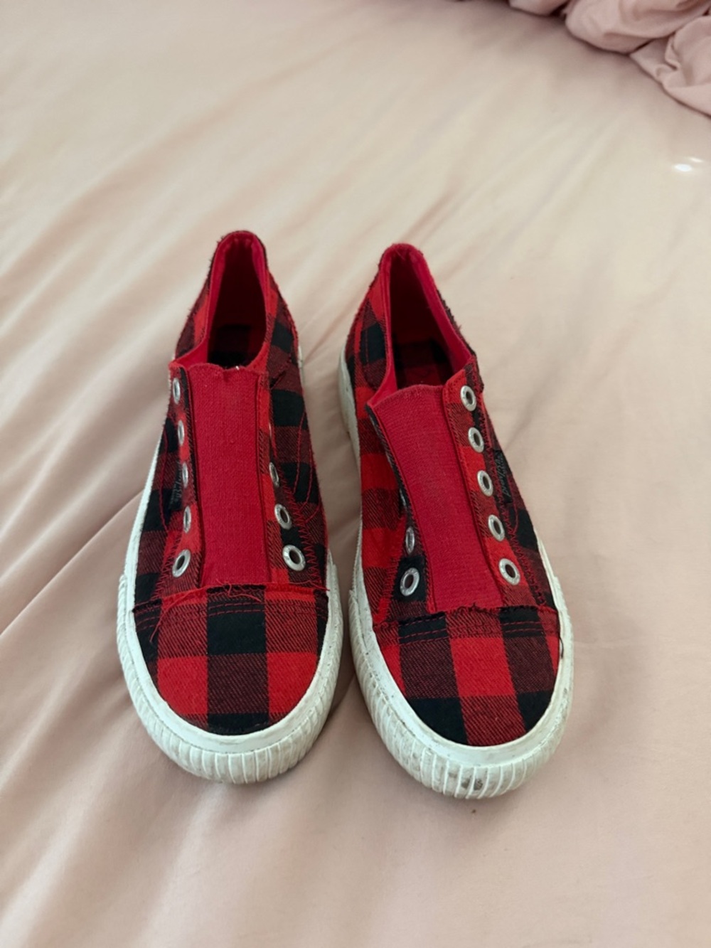Women’s Red Buffalo plaid Blowfish Platform shoes